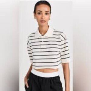 Massimo Dutti Polo Shirt Black Stripes Size XL